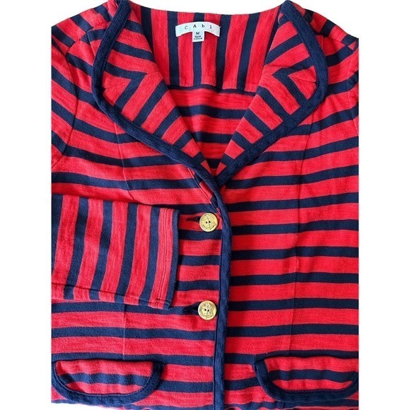 Cabi Size Medium Nautical Sailor Casual Cotton Blazer Striped Red‎ Blue - Picture 4 of 7